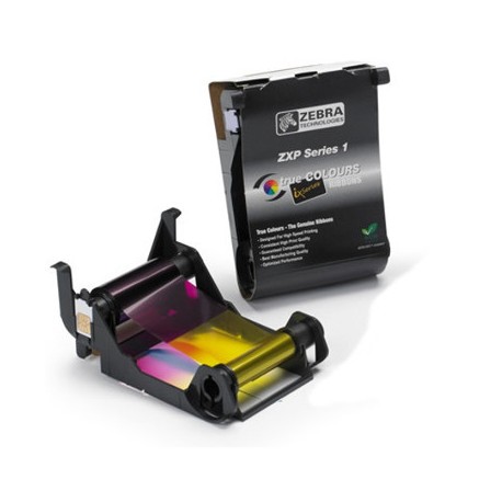 Ribbon color YMCKO (amarillo, magenta, cyan, negro, barniz) para ZEBRA ZXP Series 1. Para imprimir aproximadamente 100 tarjetas una cara