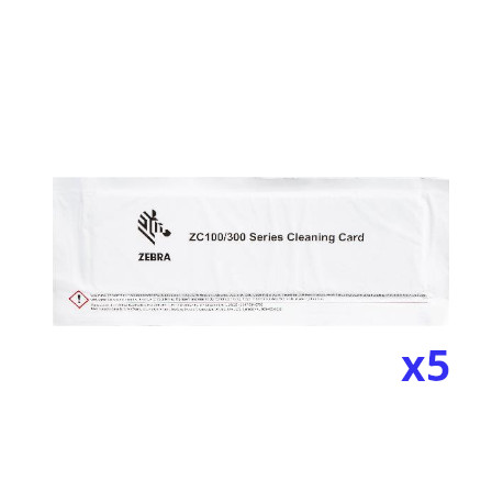 Zebra Tarjetas Cleaning Cards. Sobre con 5 Cards. Para Zebra ZC100 y ZC300