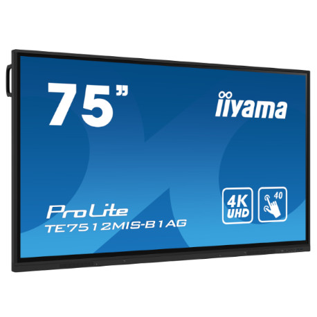 iiyama ProLite TE7512MIS 75" Pantalla LCD con retroiluminación LED, pantalla táctil, 4K UHD (2160p) 3840 x 2160, Direct LED, USB, VGA, HDMI, RS232, LAN. Garantía 3 años