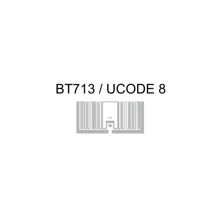 25mm x 15mm Etiquetas RFID Polipropileno Mate, Inlay BT713, IC UCODE 8, EPC 128 Bit. Rollo de 4.000 Etiquetas. Total Caja 4.000 Etiquetas. Core 76mm. Uso con Ribbon