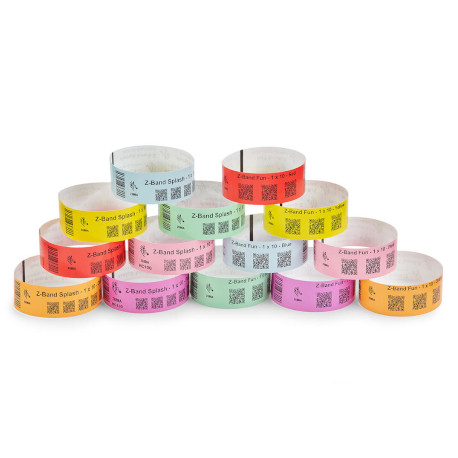 25mm x 254mm Pulseras Zebra Naranjas Z-Band Fun Polypropylene Direct Thermal Wristbands ORANGE. 350 por Cartridge. Caja con 4 Cartridge. Total 1.400 Pulseras. Cierre Adhesivo