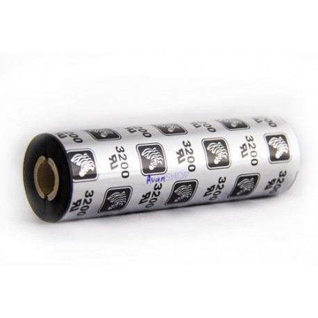 110mm x 74m Ribbon MEZCLA CERA-RESINA ZEBRA 3200 WAX-RESIN, OUT, de 12,7mm Media Pulgada. CAJA con 12 Ribbons