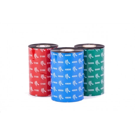 110mm x 300m Ribbon RESINA ZEBRA 5095 RESIN. OUT. Core 25mm, 1 Pulgada. CAJA con 6 Ribbons