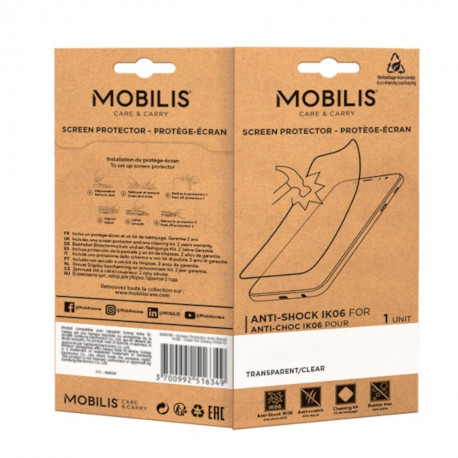 [036207] Mobilis Protector Pantalla UNBREAKABLE ANTI-SHOCK IK06 CLEAR FINISHING para ZEBRA TC21 - TC26