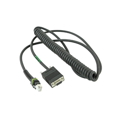 [CBA-RF1-C09PAR] Zebra Cable RS232 DB9 Hembra 2m 7 FT RIZADO, TXD ON 2. -30ºC. Pedir Alimentador 12v Aparte