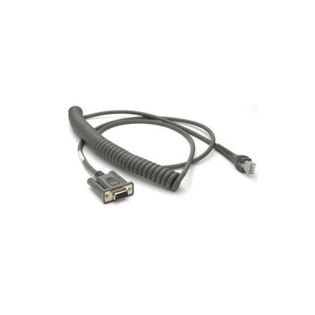 [CBA-R37-C09ZBR] Zebra Cable RS232 DB9 Hembra 2,8m RIZADO, Alimentación Sobre +PIN9
