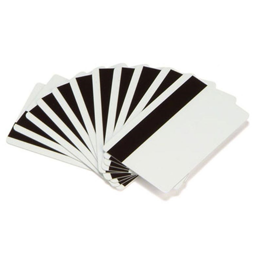 [104523-113] Tarjeta Plástica ZEBRA, PVC Cards, Color BLANCO, 0,76mm 30mil. BANDA MAGNETICA HIGH COERCIVITY. Caja de 500 Tarjetas