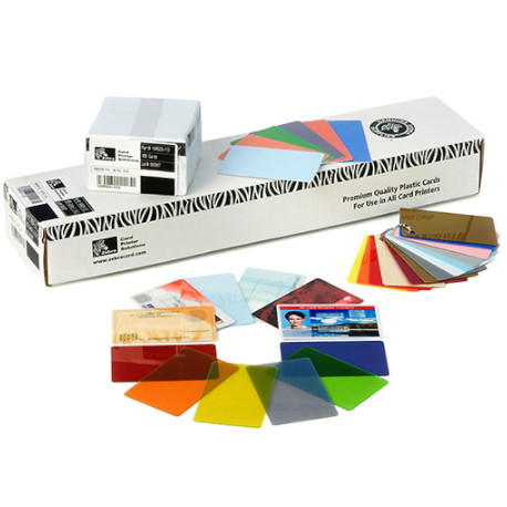 [104523-132] Tarjeta Plástica ZEBRA, PVC Cards, Color PLATA SILVER, Grosor 0,76mm 30mi. Caja de 500 Tarjetas