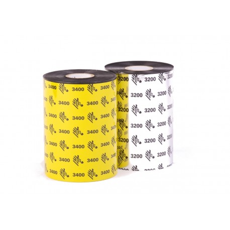 [03200BK11030] 110mm x 300m Ribbon MEZCLA CERA-RESINA ZEBRA 3200 WAX-RESIN. OUT. Core 25mm, 1 Pulgada. CAJA con 6 Ribbons